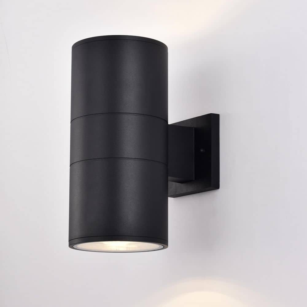 C Cattleya 2-Light Matte Black Cylinder Outdoor Wall Lantern