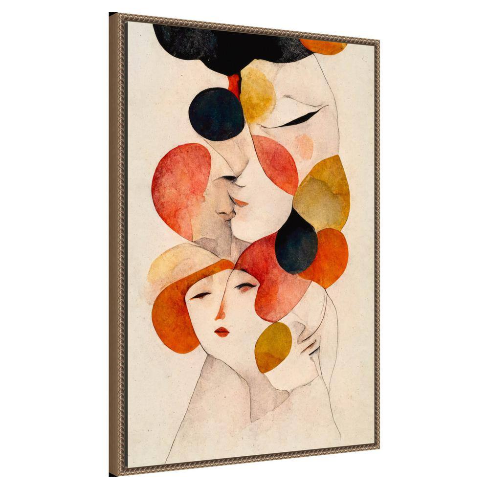 The Loving No 2 Abstract Faces Canvas Wall Art with Bronze Frame