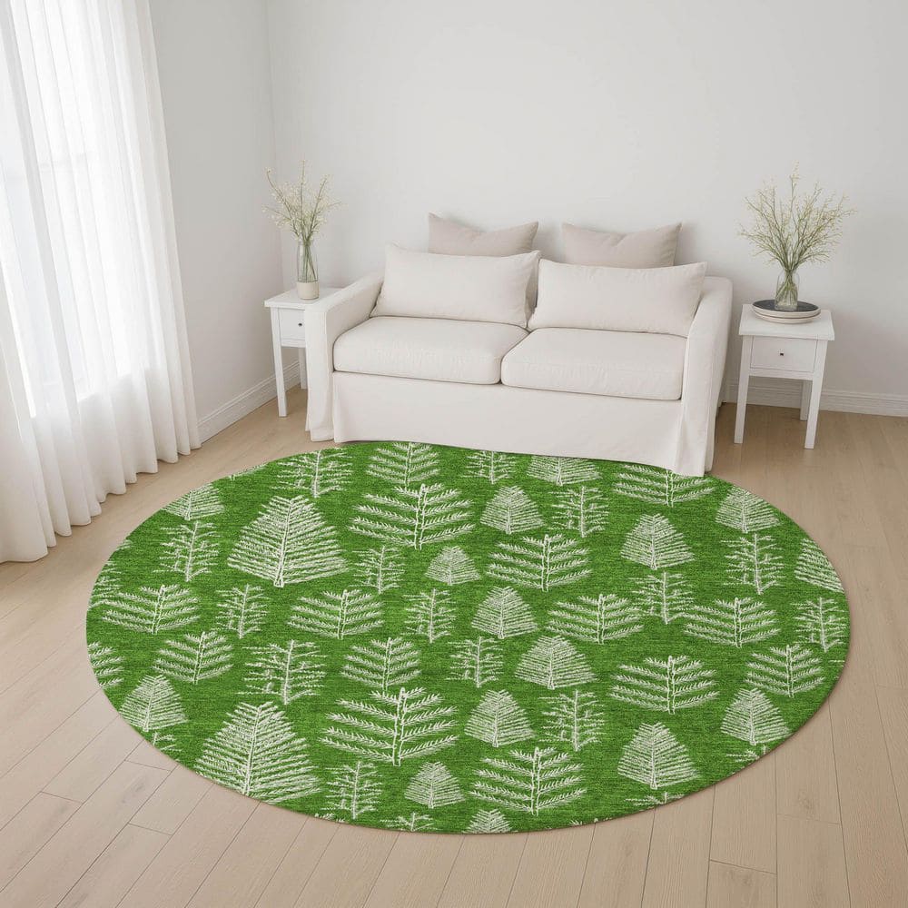 Mayfield Premium Machine Washable Abstract AMF1813 Green 8 ft. x 8 ft. Round Rug price history on PriceWatchPro