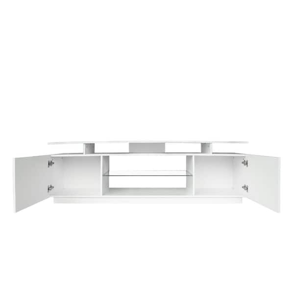 TV cabinet CUSTER, white/light wood DEF