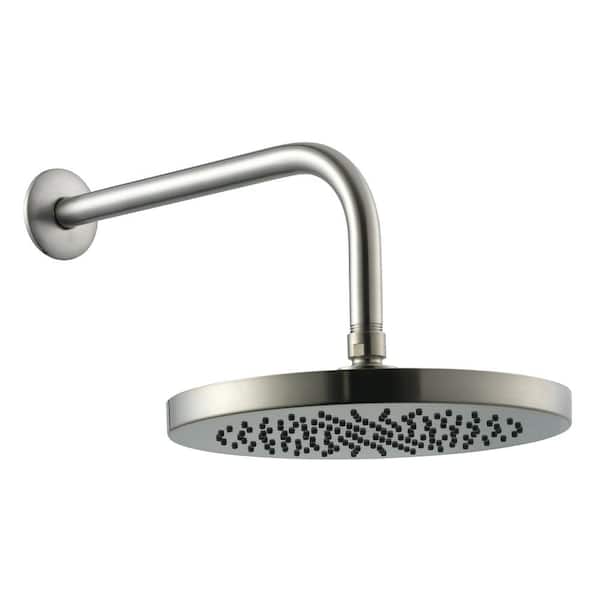 Glacier Bay 1-Spray 10 in. Round Raincan Showerhead with 12 in. Stainless Steel Arm and Flange in Brushed Nickel
