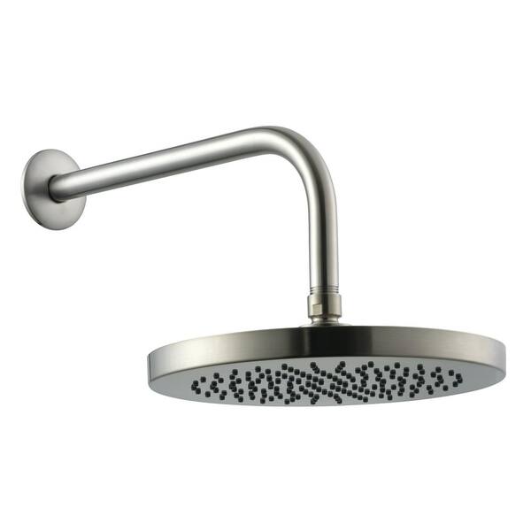 Glacier Bay 1-Spray 8 in. Round Fixed Shower Head with 12 in. Stainless Steel Arm and Flange in Brushed Nickel