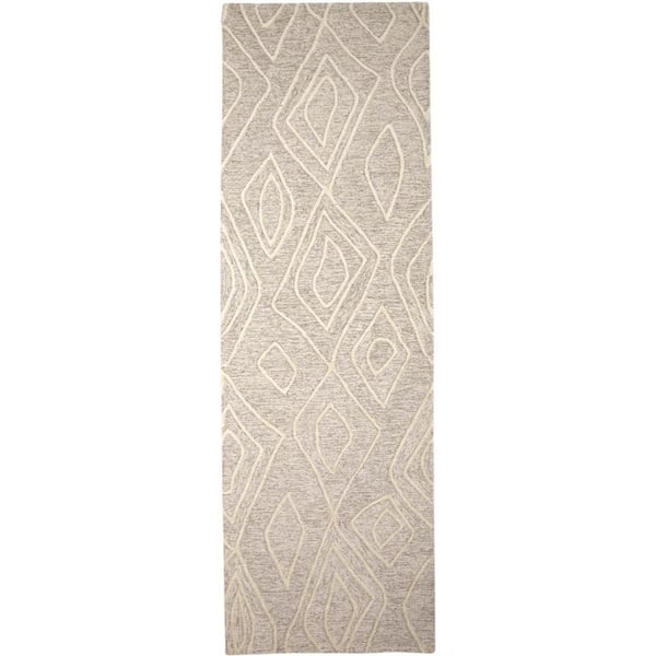 HomeRoots 2 x 8 Ivory and Tan Geometric Runner Rug