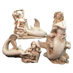 Antique White Classic Mermaid Nautical Beach Statue Assortment (3-Piece Assortment)