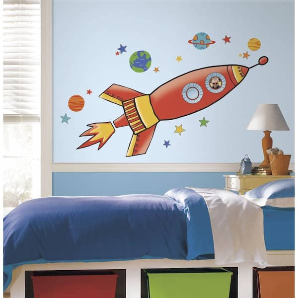 RoomMates 5 in. x 19 in. Rocket Peel and Stick Giant Wall Decal