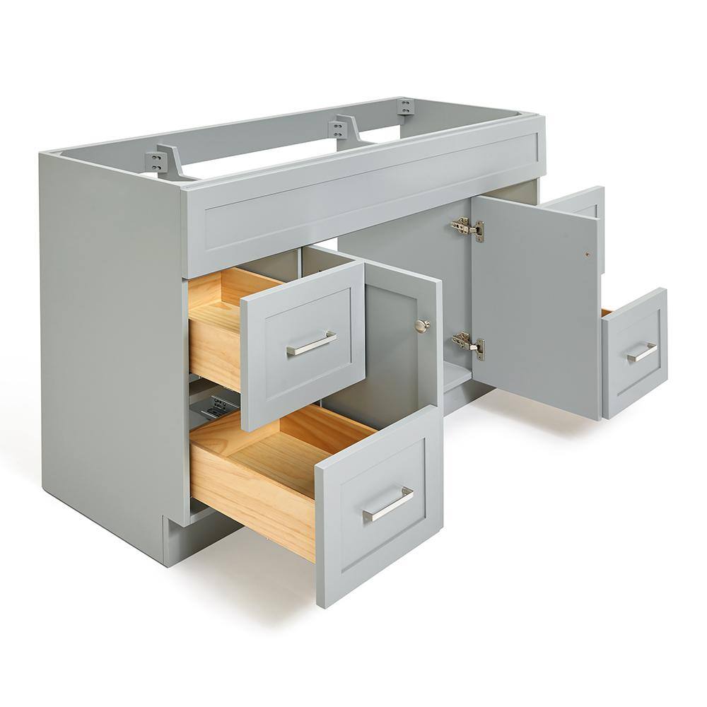 Hamlet 60" Gray Single Freestanding Vanity Cabinet with Nickel Hardware