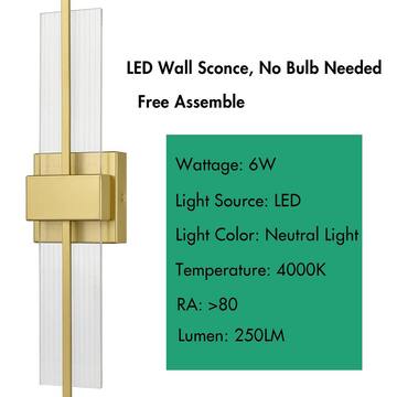 CLAXY 6.3 in. 1 light Gold Modern Wall Sconce with Glass Shade YO-T3324BU-J