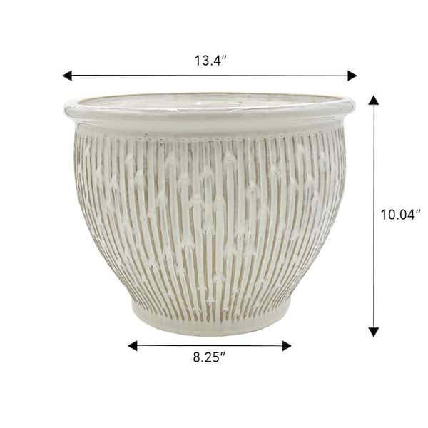 Vigoro Goldie Medium Glazed White Ceramic Planter with Drainage