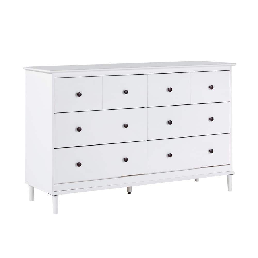 Classic Mid-Century Modern Caramel 6-Drawer 57 in. Solid Wood Dresser - thumbnail 5