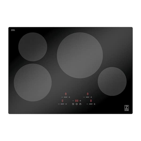 30 in. 4 Burner Element Top Control Induction Cooktop with Touch Controls in Black Glass