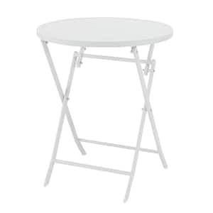 Mix and Match 24.6 in. White Metal Folding Round Outdoor Patio Bistro Table