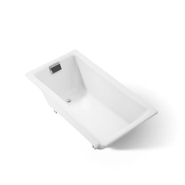 KOHLER Tea-for-Two 60 in. x 32 in. Rectangular Soaking Bathtub with Reversible Drain in White