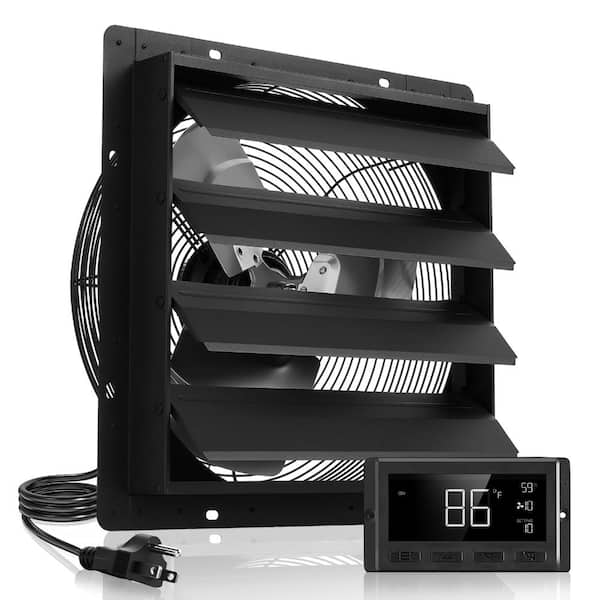 16 inch Shutter Exhaust Wall Mounted Attic Vent Fan with  Smart Variable Speed Temperature Control, 2900 CFM