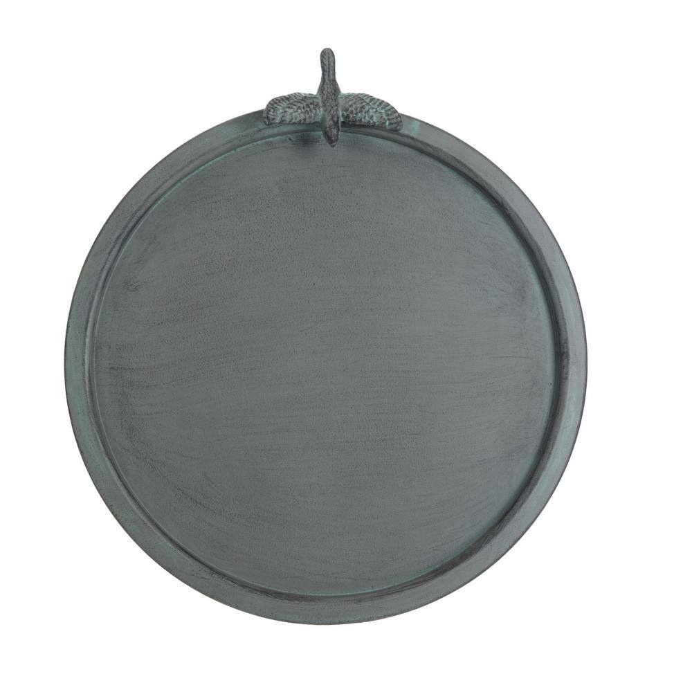Antique Gray Metal Birdbath with Sculptural Bird Ornament