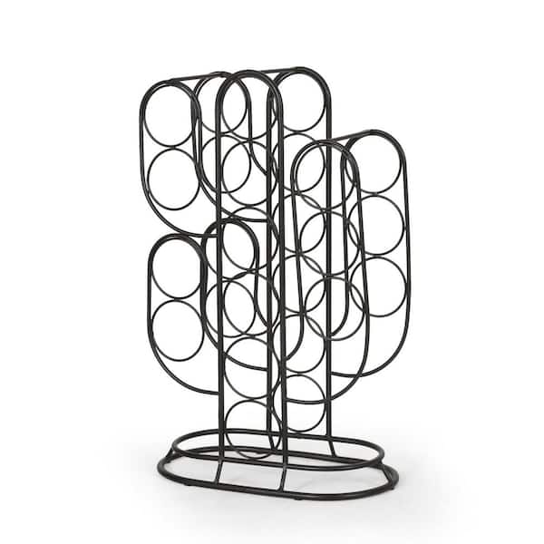 14.6 in. W 13-Bottle Black Metal Countertop Wine Rack