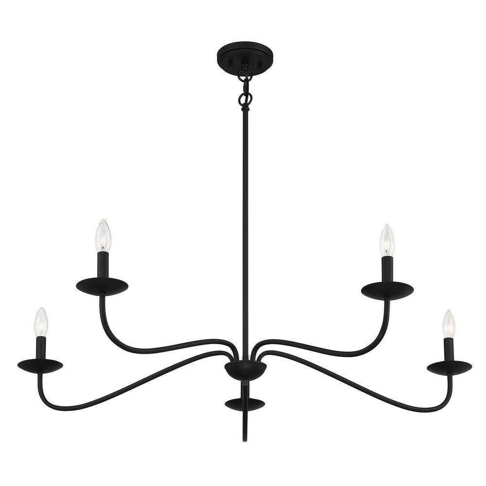 Matte Black Dramatic Curve 5-Light Chandelier