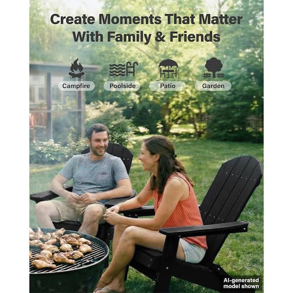 Mximu Oversized Black HIPS Plastic Outdoor Folding Adirondack