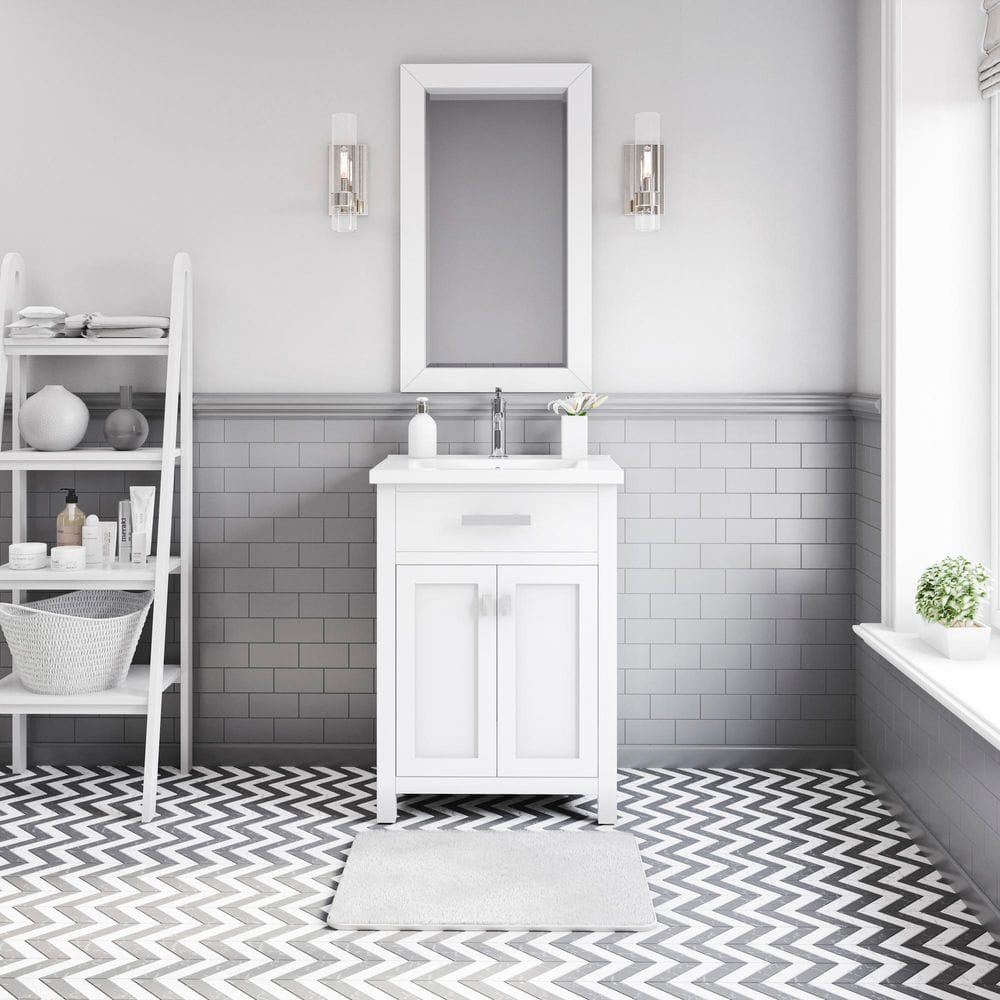 Myra Collection 24 in. Bathroom Vanity in Pure White with Ceramics Vanity Top in White - Vanity Only price history on PriceWatchPro