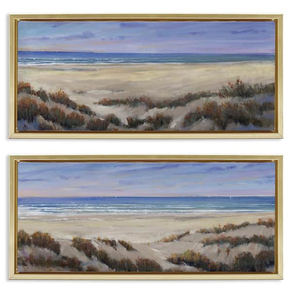 Stupell Industries Coastal Beach Terrain by Tim OToole 2 Pieces Gold Floater Frame Nature Graphic Art Print 11 in. x 25 in.