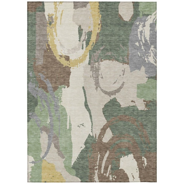 Chantille Machine Washable Indoor/Outdoor Abstract ACN2652 Basil 5 ft. x 7 ft. 6 in. Area Rug