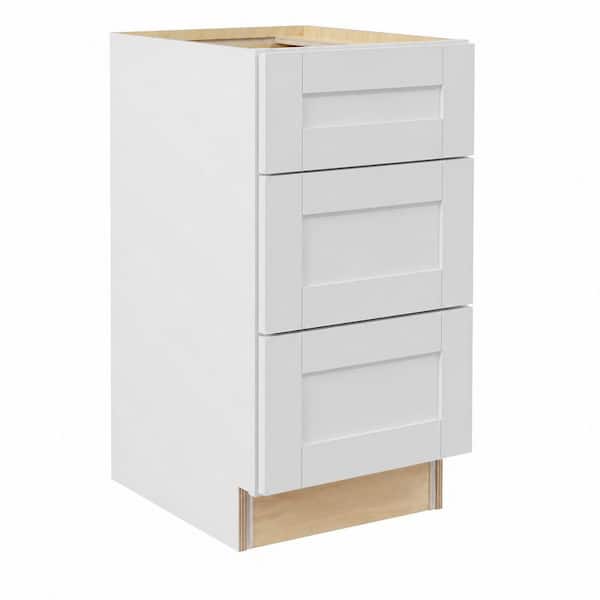 Washington 12 in. W x 24 in. D x 34.5 in. H Plywood Assembled Drawer Base in Vesper White with 3-Soft Close Drawers