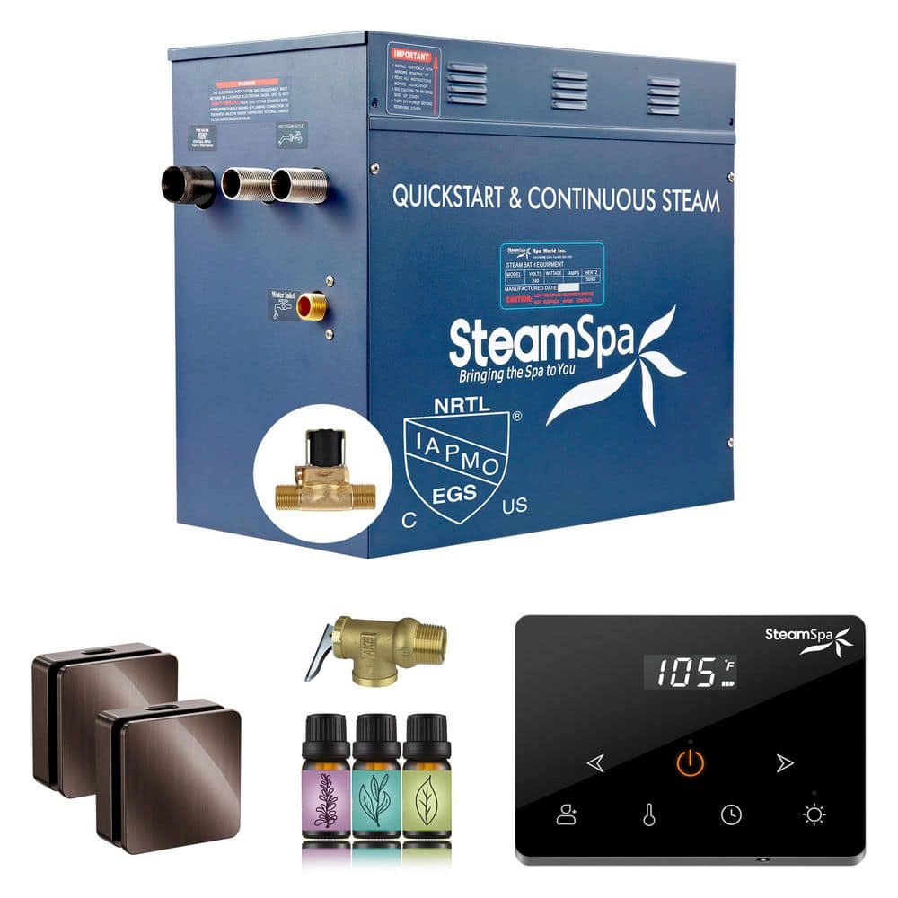 Oasis Series 12000-Watt Steam Generator with Continuous Steam Fully Wireless Control and Auto-Drain in Bronze