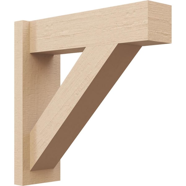 Ekena Millwork 8 in. x 24 in. x 12 in. Traditional Block Rough Cedar Woodgrain Timberthane Polyurethane Outlooker, Primed Tan
