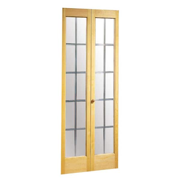 Pinecroft 24 in. x 80 in. Optique Clear Full-Lite Universal/Reversible Interior Wood Bi-fold Door
