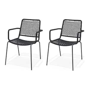 Rhine Black Stacking Metal Outdor Dining Chair