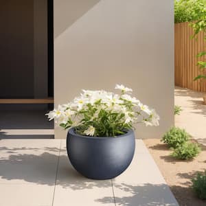 Lightweight 19in. x 13in. Granite Gray Extra Large Tall Round Concrete Plant Pot / Planter for Indoor & Outdoor