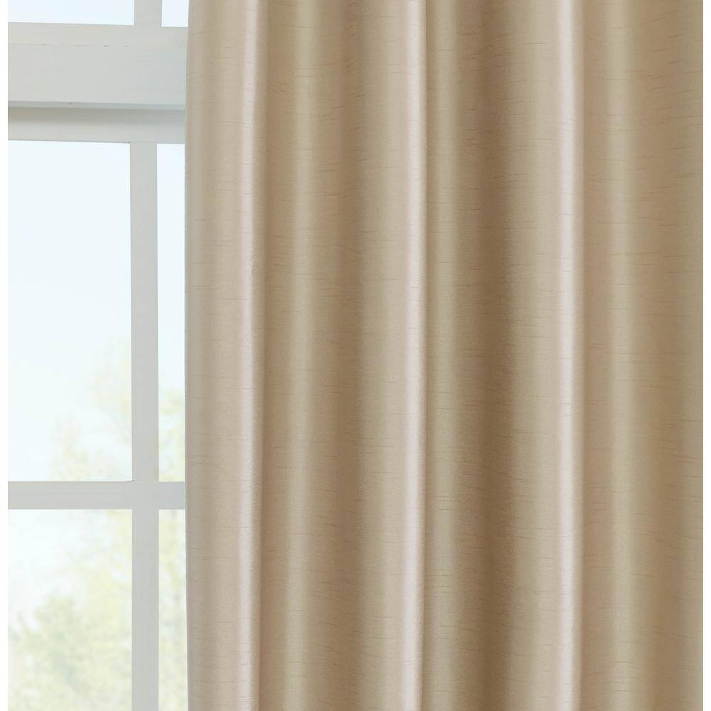 Wheat Faux Silk Blackout Grommet Curtain Panel 95"