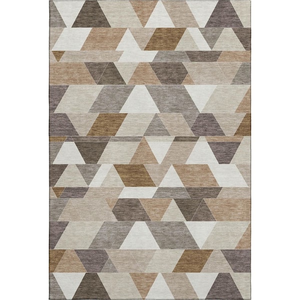 Mayfield Premium Machine Washable Abstract AMF2526 Ivory 9 ft. x 12 ft. Area Rug