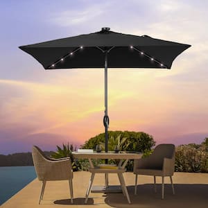 Enhance Your Outdoor Oasis with Black 6.5 ft. x 6.5 ft. LED Square Patio Market Umbrella - Stylish, Sun-Protective