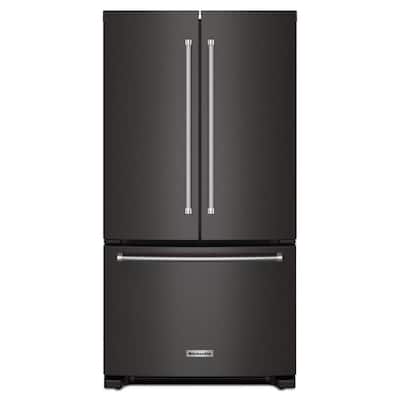 36 in. 20 cu. ft. Counter Depth French Door Refrigerator in Black Stainless with Wood-Look Nesting Shelf