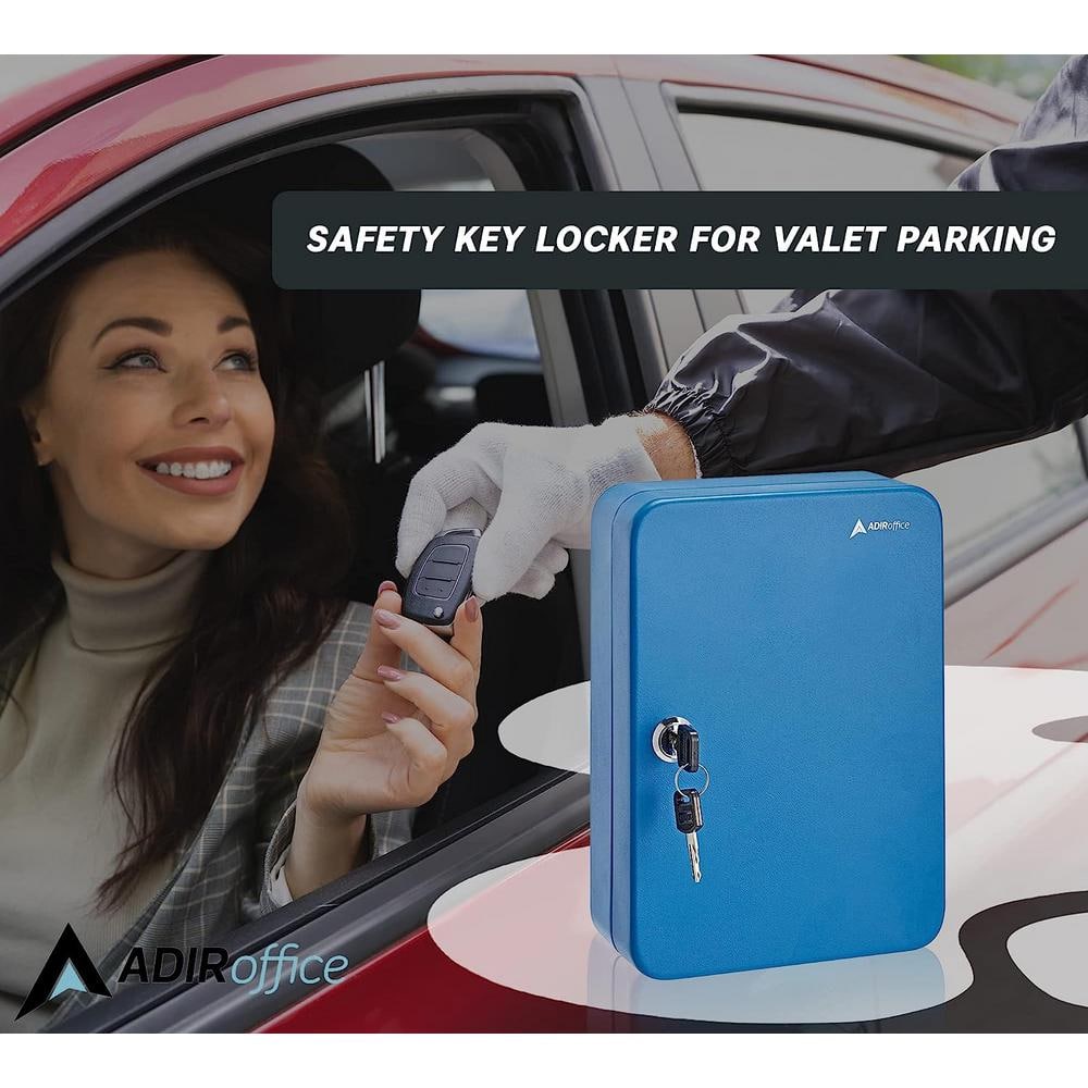 Blue Steel Wall-Mount Key Cabinet with Secure Lock