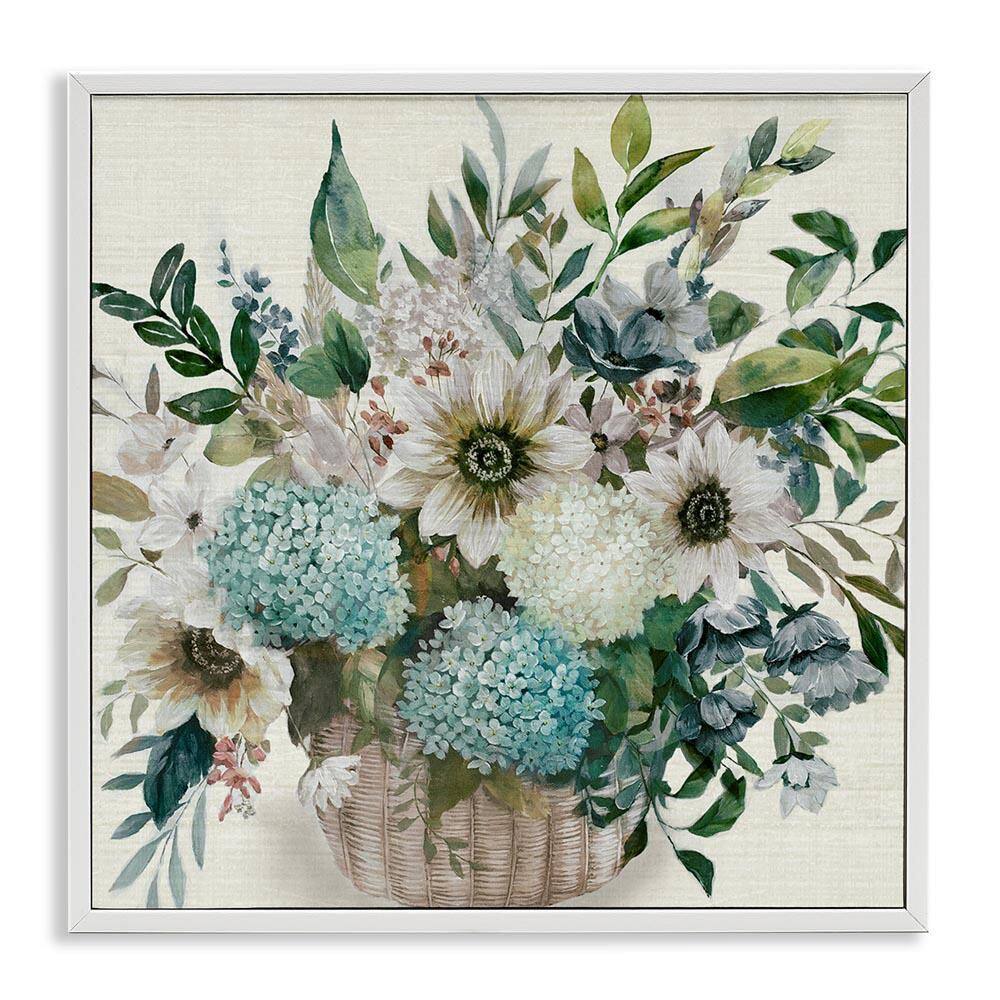 Country Basket of Flowers by Nan White Framed Nature Giclee Art Print 24 in. x 24 in. price history on PriceWatchPro