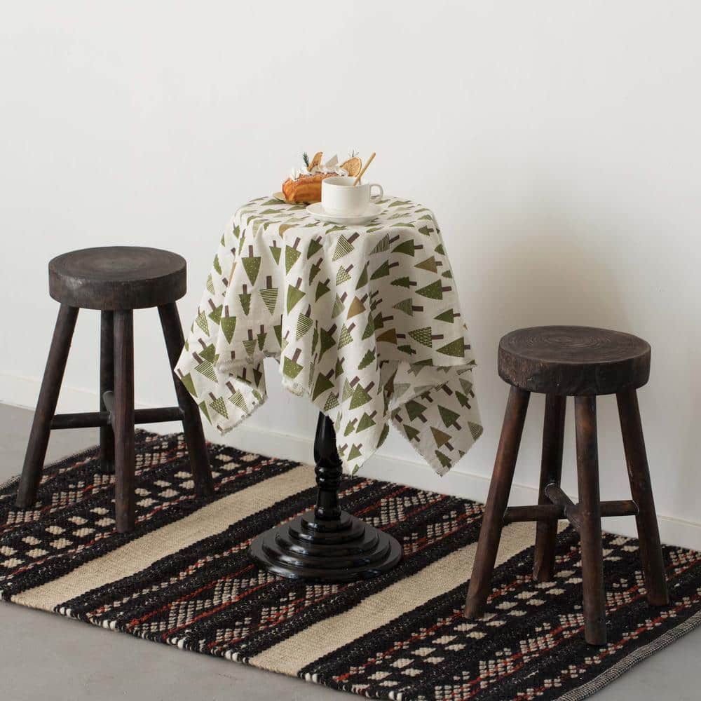 Rustic Brown Wooden Log Cabin Stools Set of 2