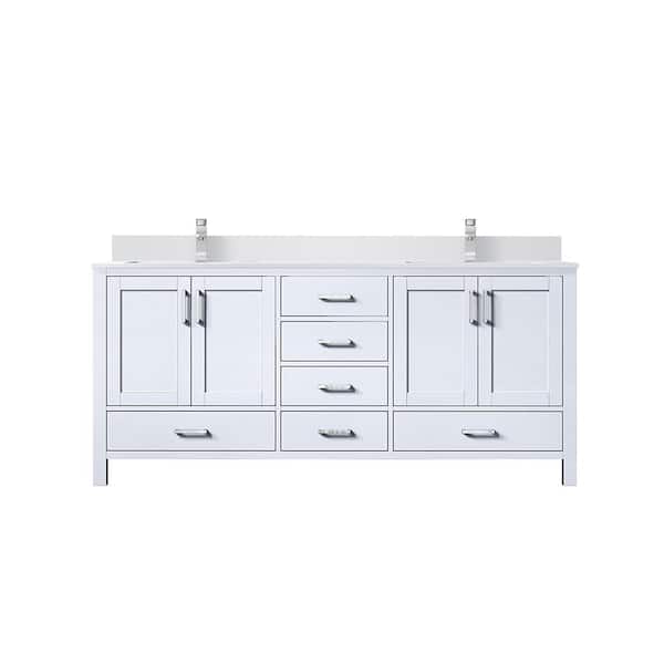 Jacques 72 in. W x 22 in. D White Bath Vanity, Cultured Marble Top, and Faucet Set