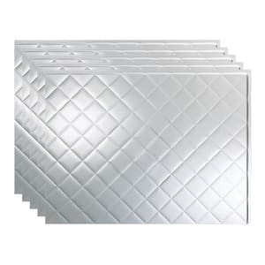 Quilted 18.25 in. x 24.25 in. Vinyl Backsplash Panel in Brushed Aluminum (5-Pack)