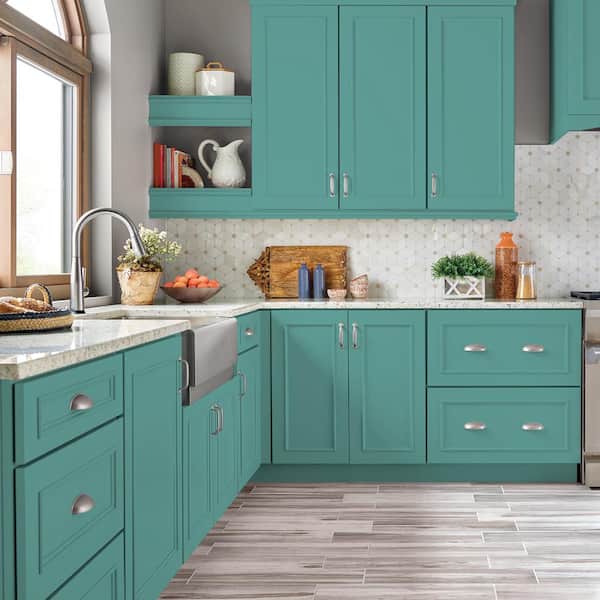 1 gal. #M450-5 Aqua Rapids Semi-Gloss Enamel Interior/Exterior Cabinet, Door & Trim Paint