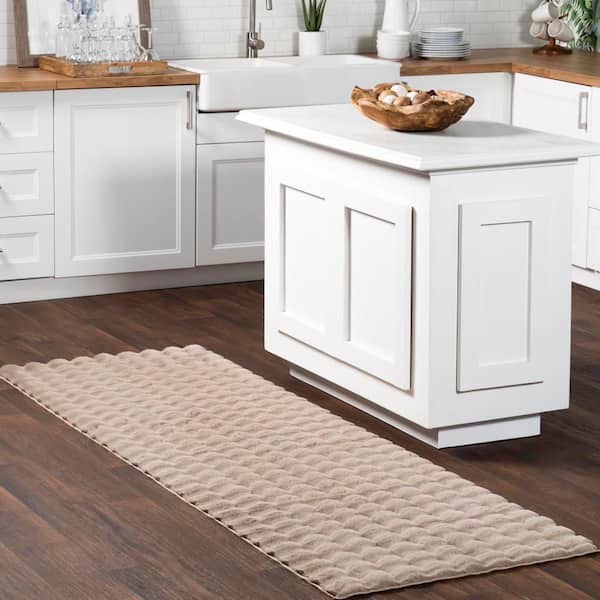 Ivana Checkered Plush Cloud Washable Taupe 3 ft. x 6 ft. Indoor Runner Rug