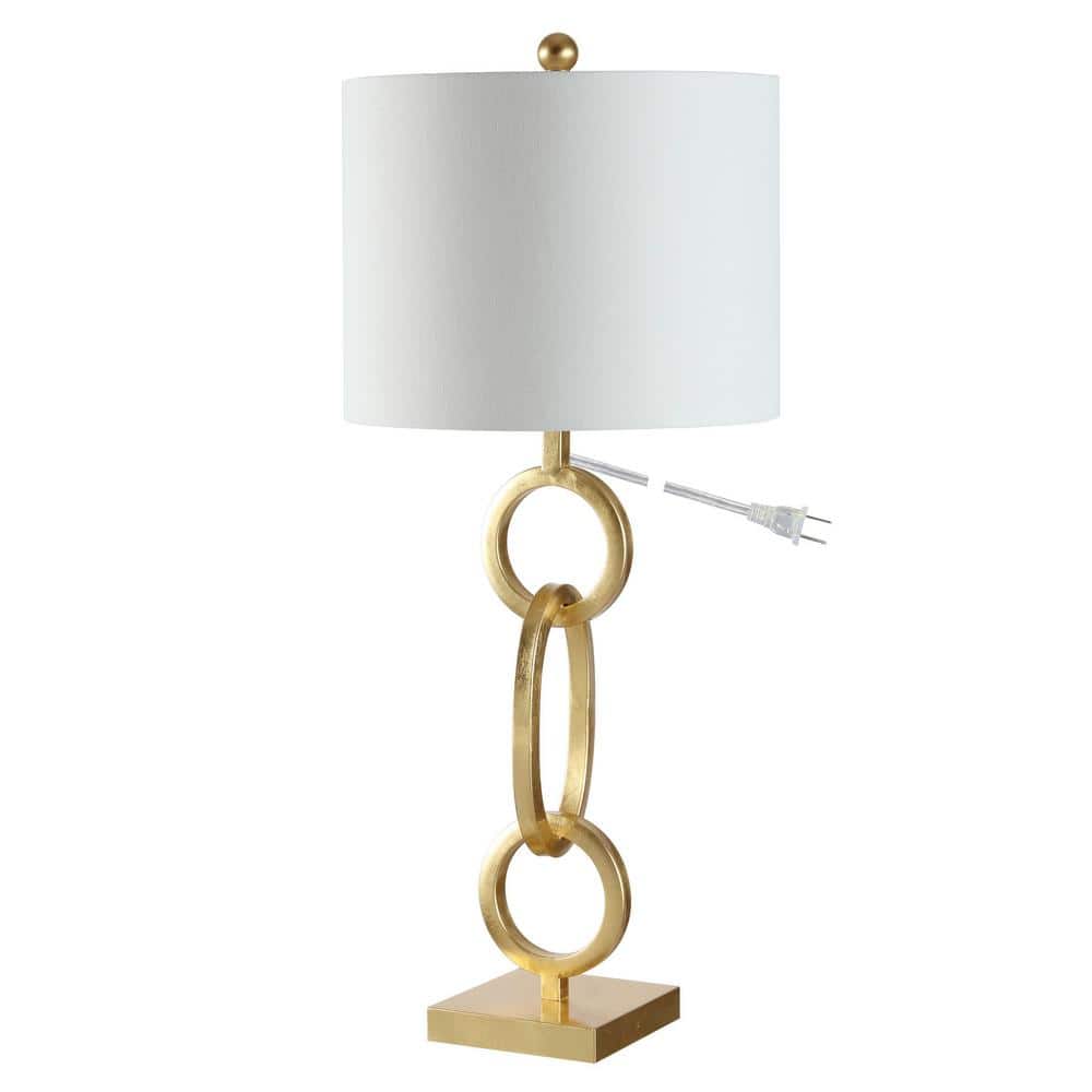 SAFAVIEH Alaia 29.5 in. Gold Table Lamp with White Shade TBL4276A