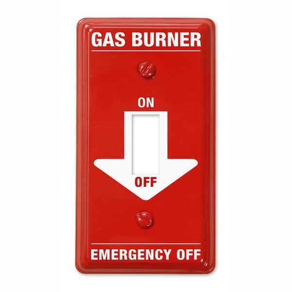 Utility Gas Burner 1-Gang Red Toggle Metal Wall Plate