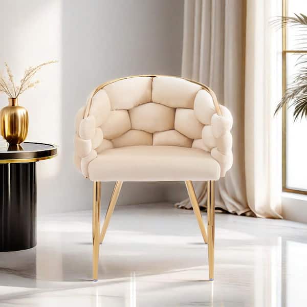Noble House Glam Beige Velvet Upholstery Accent Chairs