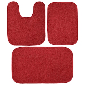 Gramercy Classic Red Solid Plush Rectangle 3-Piece (No Lid) Bath Rug Set