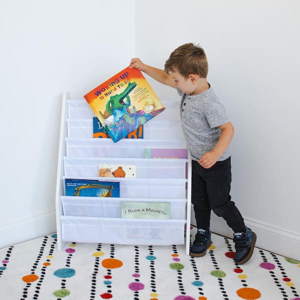 Humble Crew Cambridge Kids Supersized Bookshelf 6 Tier Book Organizer, White, 25 in. W