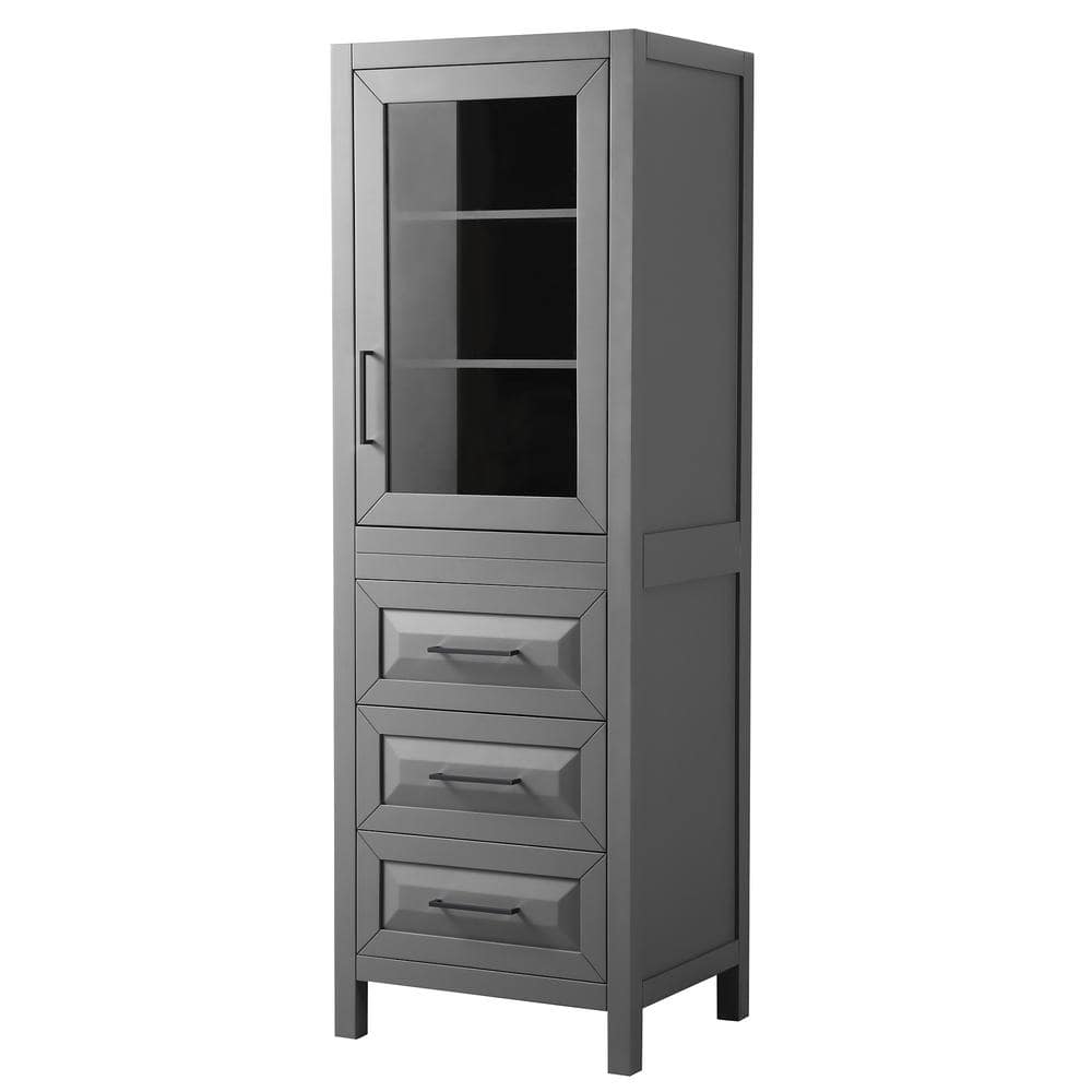 Wyndham Collection Daria 24 in. W x 20 in. D x 71.25 in. H Dark Gray Bathroom Linen Storage