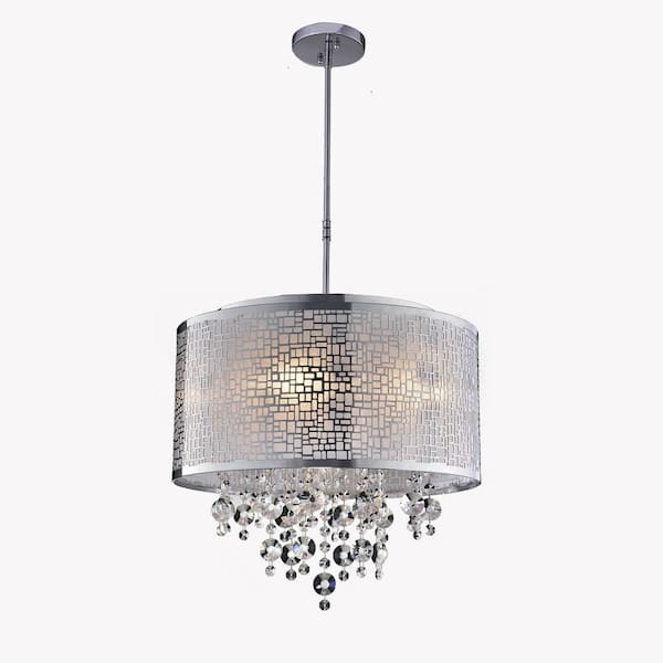DESwan 4-Light Chrome Chandelier with Clear Glass Shades