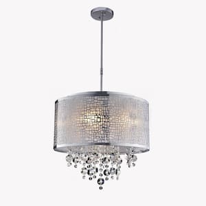 4-Light Chrome Chandelier with Clear Glass Shades