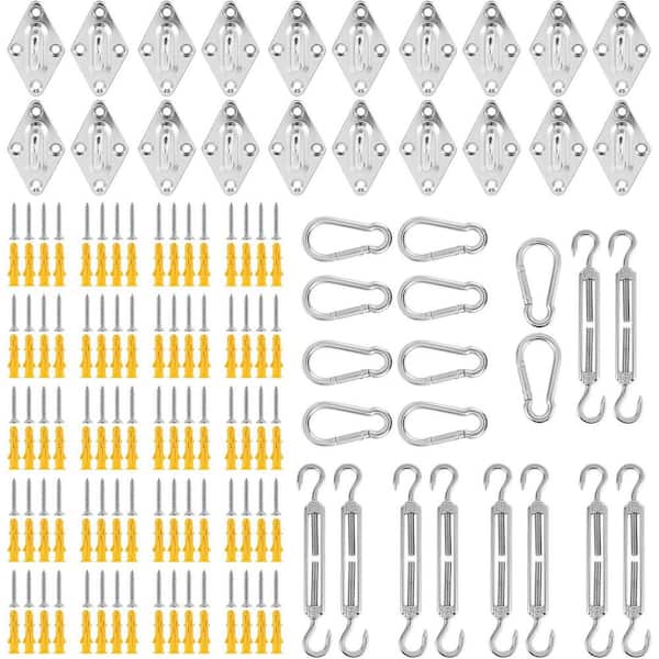 6 in. 304 Stainless Steel Shade Sail Fixing Kit for Triangle Rectangle Sun Shade Sail Installation